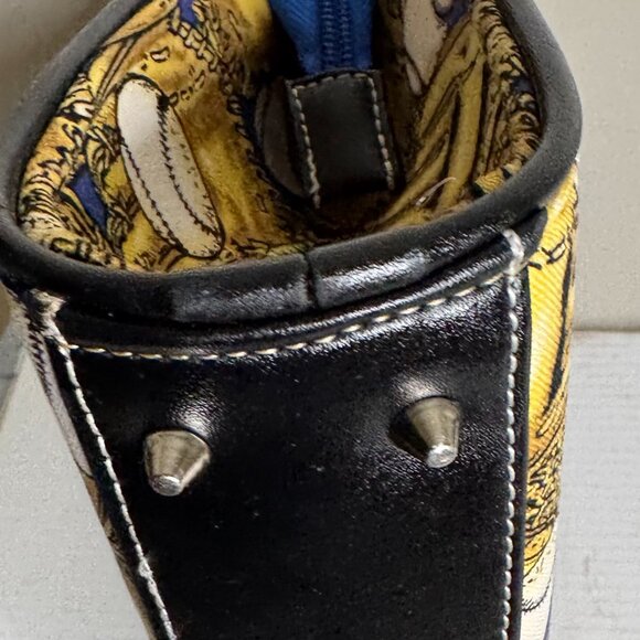 GUC Shoulder Bag Baseball Glove Print Blue Yellow Sporty - Picture 6 of 10